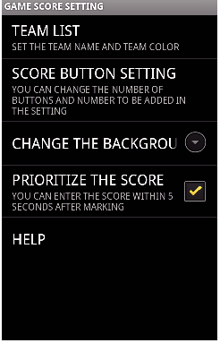 Appli_Game Settings score